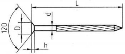 Схема гвоздя с винтовыми канавками